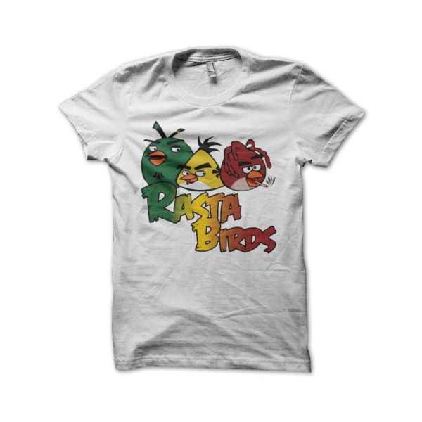Rasta Tee-Shirt Angry Birds parody shirt Rasta White Birds