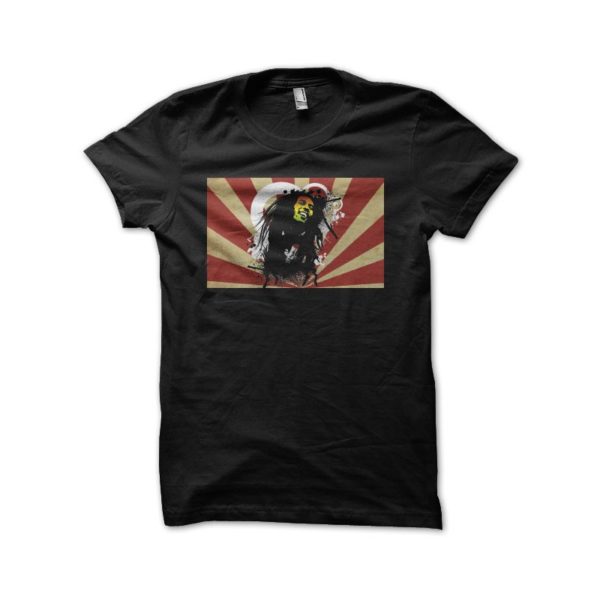 Rasta Tee-Shirt Bob Marley T-shirt on black Japanese rays