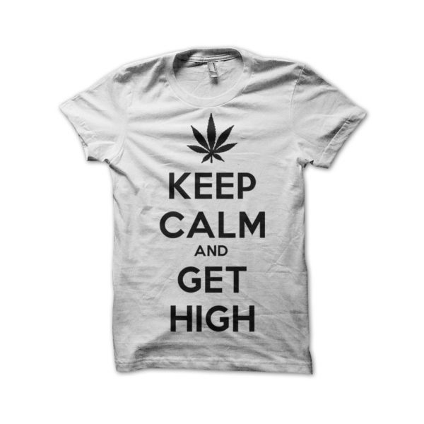 Rasta Tee-Shirt Shirt Keep calm and smoke weed white