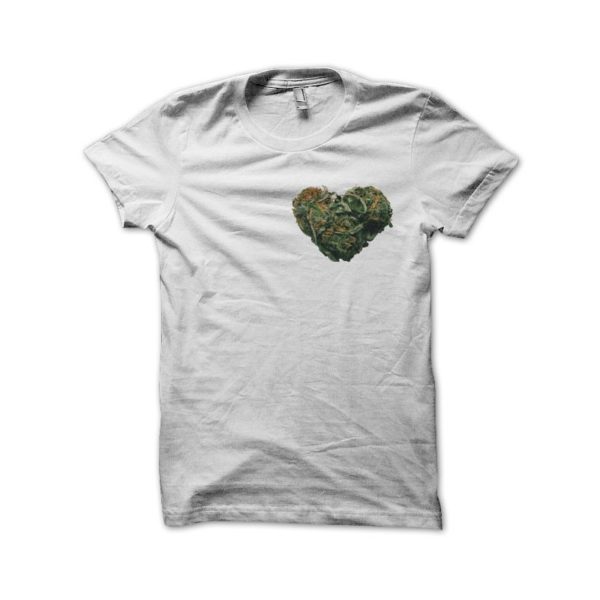 Rasta Tee-Shirt Shirt white heart cannabis weed