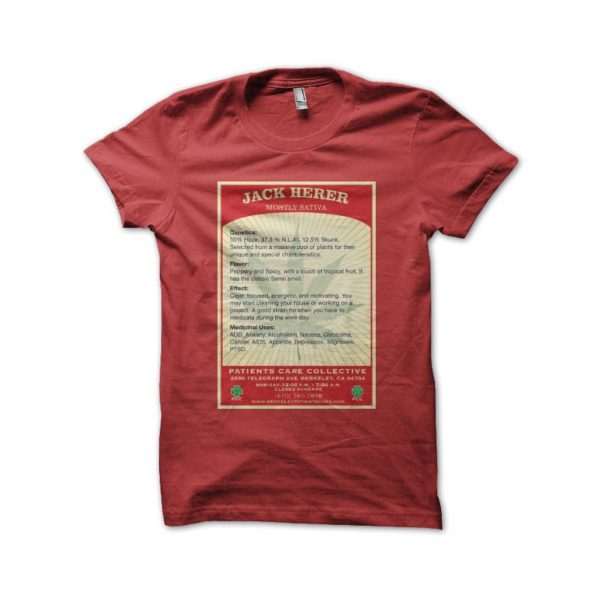 Rasta Tee-Shirt T-Shirt Jack Herer Cannabis sativa mostly red