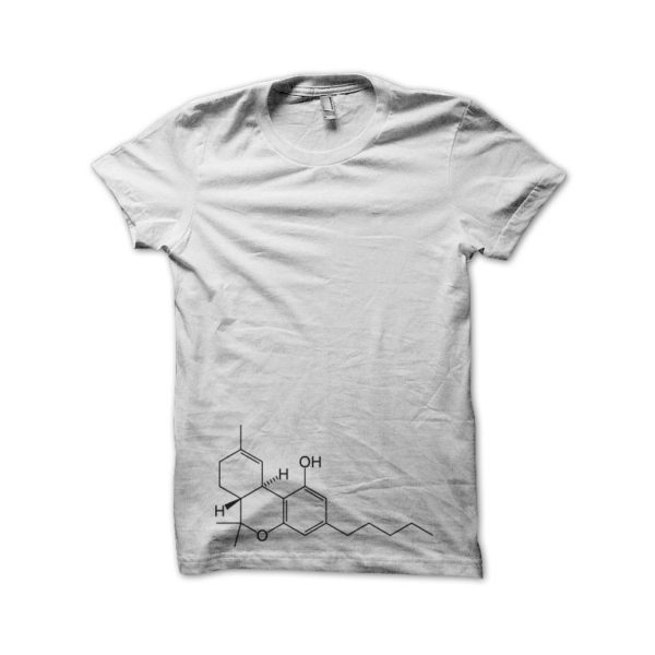 Rasta Tee-Shirt T-Shirt THC molecule smoke spliff in white back
