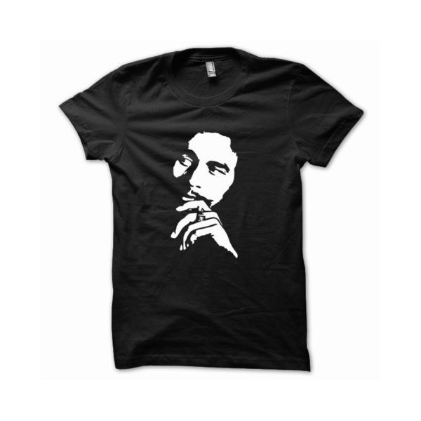 Rasta Tee-Shirt T-shirt Bob Marley white black slim fit