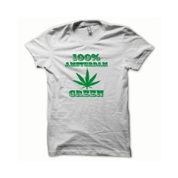 Rasta Tee-Shirt T-shirt Marijuana Hemp Amsterdam green white