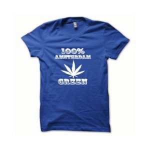 Rasta Tee-Shirt T-shirt Marijuana Hemp Amsterdam white blue