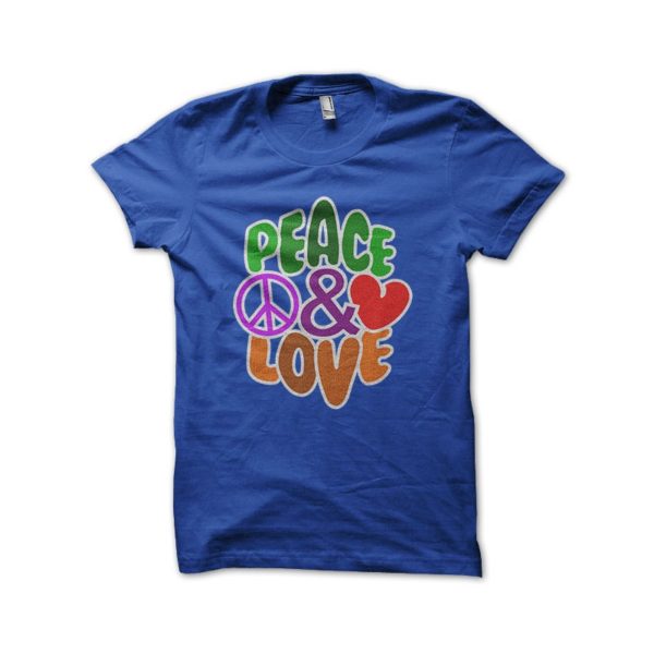 Rasta Tee-Shirt Tee Shirt Peace Love Royal Blue