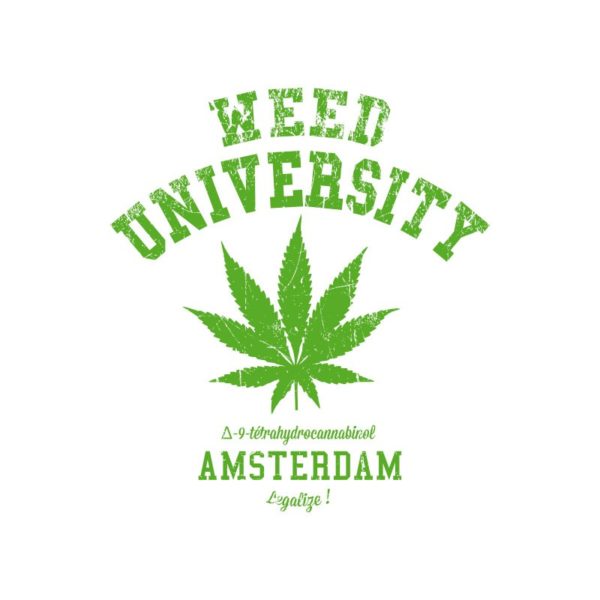 Rasta Tee-Shirt Tee Shirt University Weed cannabis White