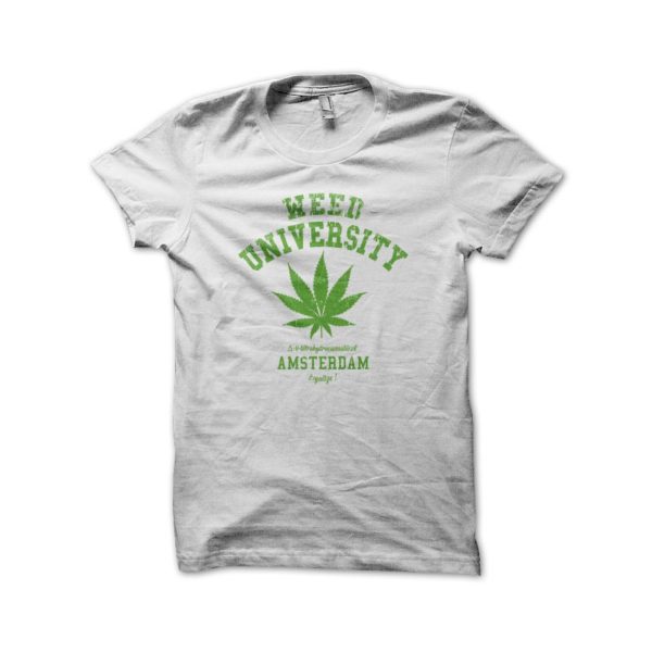 Rasta Tee-Shirt Tee Shirt University Weed cannabis White
