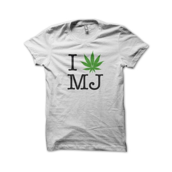 Rasta Tee-Shirt Tee Shirt weed I love MJ WHITE