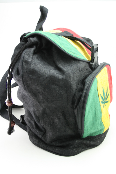 Backpack Hemp Organic Natural Fair Trade Cannabis Green Yellow Red Black