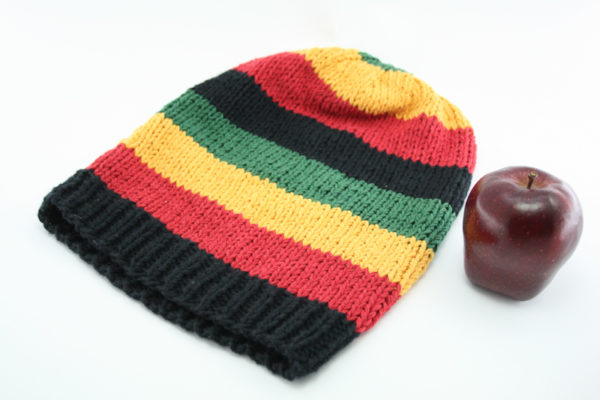 Beanie Long Large Stripes Green Yellow Red Black
