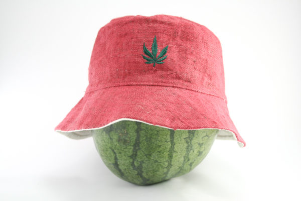 Bucket Hat Pink Cannabis Leaf