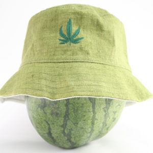 Bucket Hat Green Kaki Cannabis Leaf