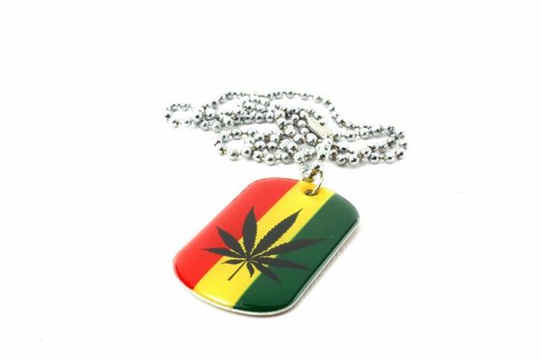 Necklace Metal Army Style Cannabis Pendant