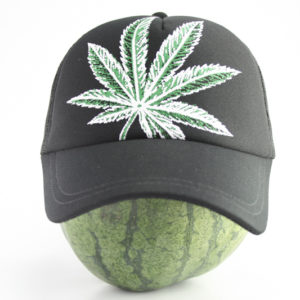 Cap Black Color Big Cannabis Leaf