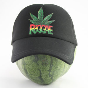 Cap Black Color Rasta Cannabis Leaf