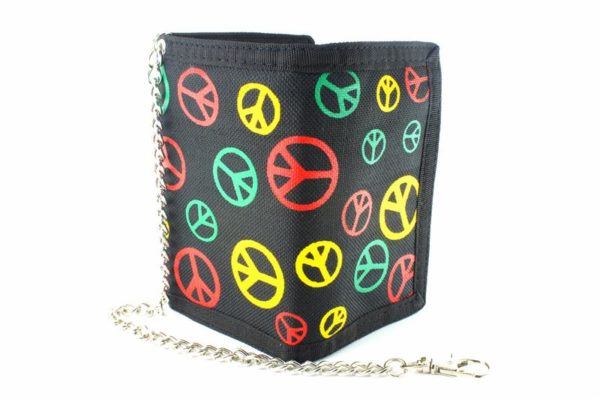Chain Wallet Peace and Love Green Yellow Red