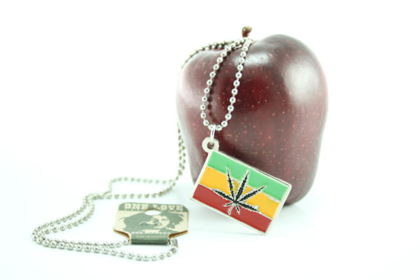 Necklace Pendant Black Cannabis Leaf