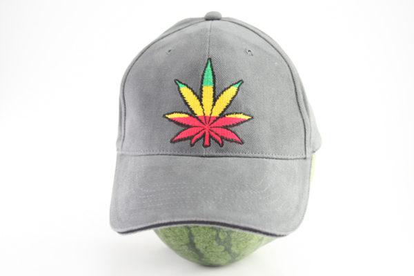 Cap Grey Color Rasta Cannabis Leaf