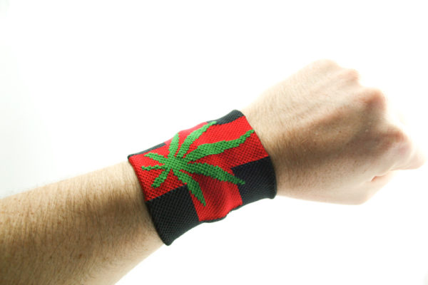 Wristband Red Cross Cannabis Leaf