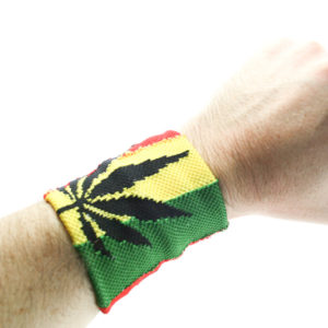 Rasta Store Cannabis Wristband Rasta Colors Stripes Writsband with Marijuana