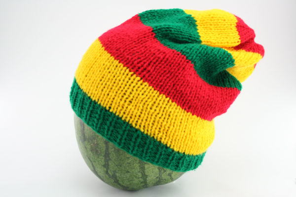 Beanie Long Large Stripes Red Green Yellow