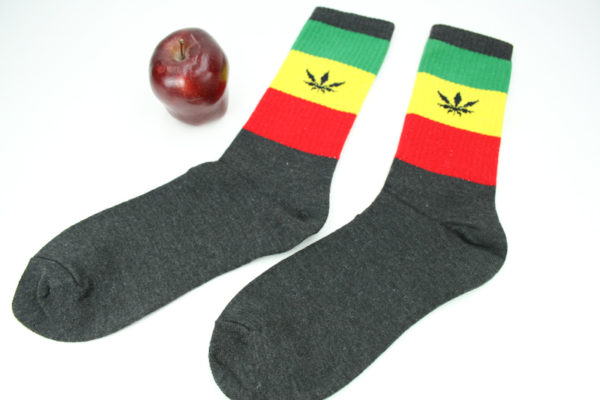 Long Black Rasta Sock Cannabis Leaf