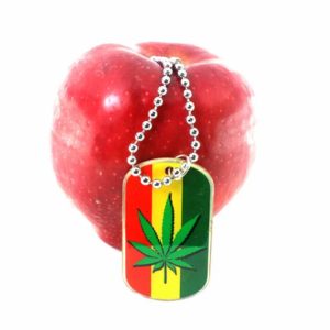 Keychain Cannabis Leaf All Metal Green Yellow Red Stripes