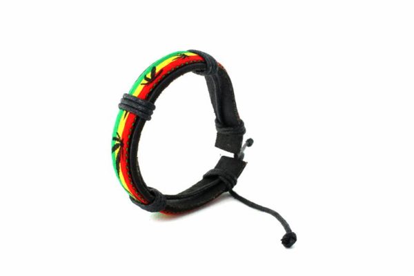 Wristband Green Yellow Red Colors Cannabis Leaf