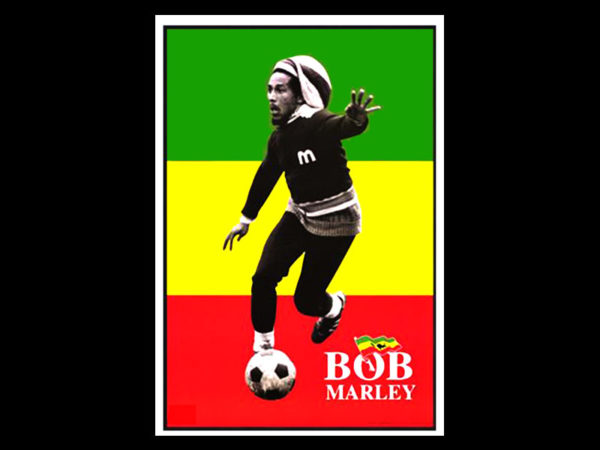 Bob Marley Playing Football Black T-shirt Short Sleeves
