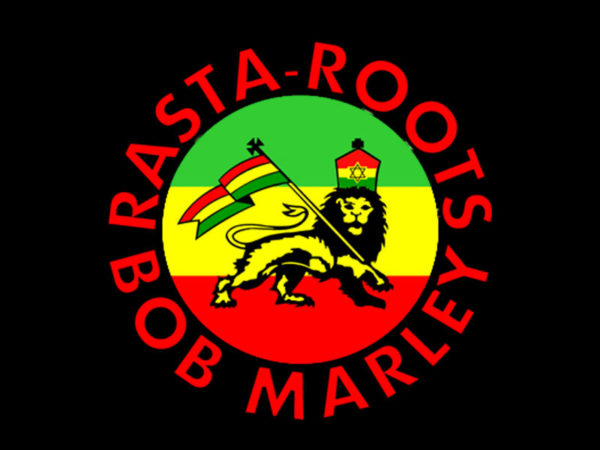 Bob Marley Rasta-Roots Black T-shirt Short Sleeves Rastafari Lion