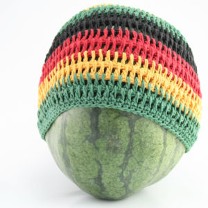Beanie Short Large Stripes Black Red Yellow Green