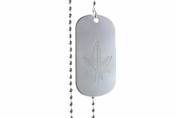 Necklace Army Style Engraved Cannabis Leaf