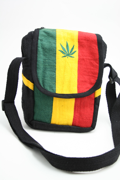 Bag Hemp Shoulder Cannabis Leaf Velcro Zip