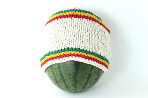 Beanie Short Small Stripes Green Yellow Red