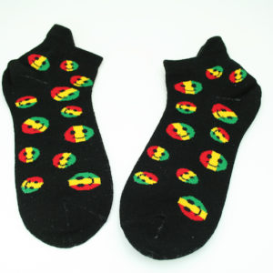 Smiley Socks Low-cut Black Socks Rasta Smiley Unisex Stretchable Men and Women