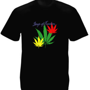 Songs of Freedom Black T-shirt Short Sleeves Marijuana Leaves