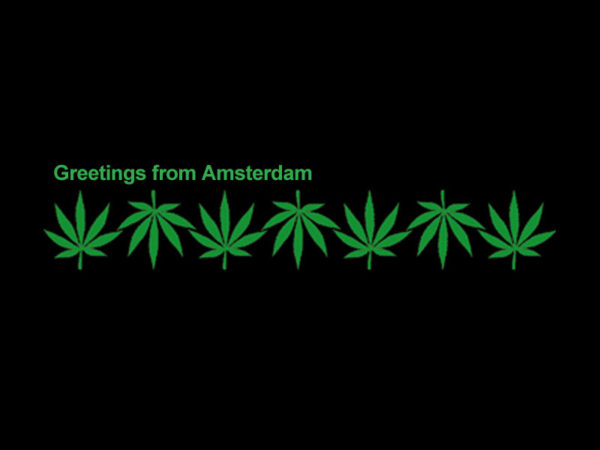Greetings From Amsterdam Cannabis Black Tee-Shirt