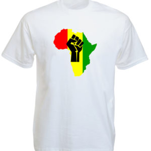 Black Power Fist Pan African Colors White Tee-Shirt