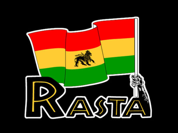 Green Yellow Red Lion Rasta Flag Black Tee-Shirt