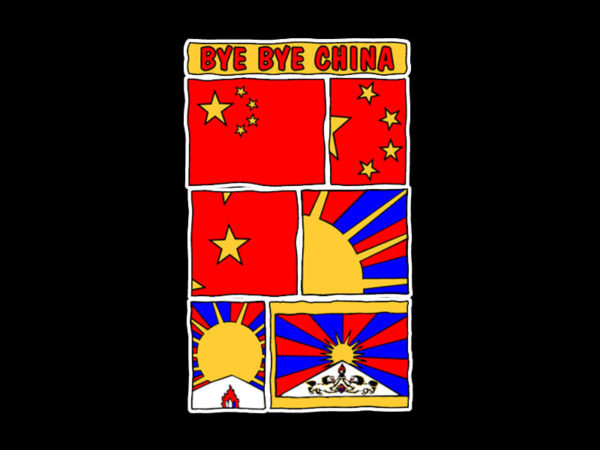 Free Tibet Bye Bye China Black Tee-Shirt