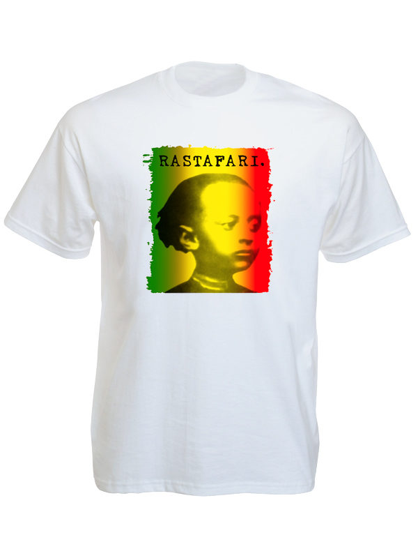 Hailé Sélassié Green Yellow Red Rastafari White Tee-Shirt