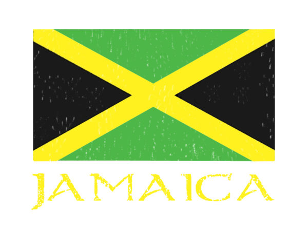 Jamaica Green Yellow Black Flag White Tee-Shirt