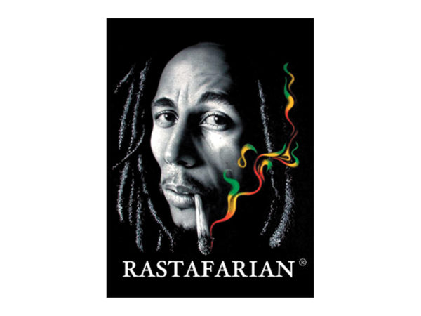 Bob Marley Rastafarian Smoking Joint White Tee-Shirt