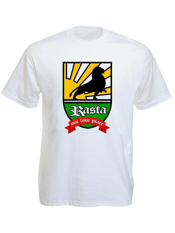 Lion of Judah Rasta Badge White Tee-Shirt