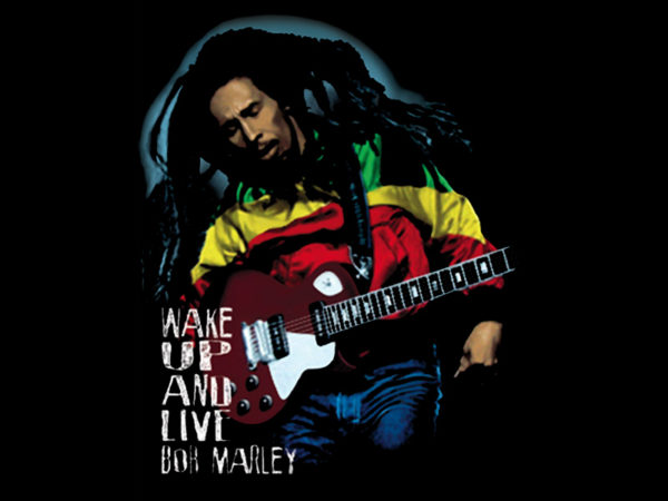 Wake Up and Live Bob Marley Black Tee-Shirt