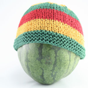 Beanie Short Large Stripes Red Green Yellow